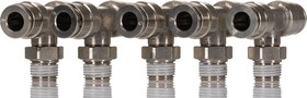 Фото 1/3 101670618, PNEUFIT 10 Series Straight Threaded Adaptor, R 1/8 Male to Push In 6 mm, Threaded-to-Tube Connection Style