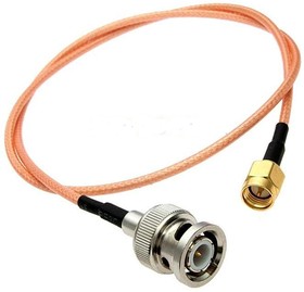 Фото 1/2 Высокочастотный переходник штекер BNC на штекер SMA, кабель 0.5 м; Q-14627 шнур штек BNC-штек SMA\0,5м\Au/мет\\