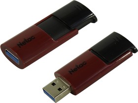 Фото 1/4 Флеш Диск Netac U182 Red 32Gb  NT03U182N-032G-30RE , USB3.0, сдвижной корпус, пластиковая чёрно-красная