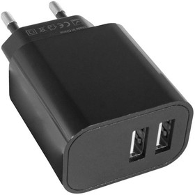 USB-640, Сетевое зарядное устройство с 2 разъемами USB 640, 2.4 А, 5 В, 240 Вт, 50 Гц, ABS-пластик, цвет белый