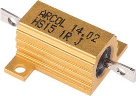 Фото 1/3 1Ω 15W Wire Wound Chassis Mount Resistor HS15 1R J ±5%