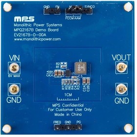 EV2167B-D-00A, Power Management IC Development Tools 6V, 4A, Configurable-Frequency Buck Converter MPQ2167B Evaluation Board
