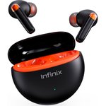Наушники INFINIX XBuds XE26, Bluetooth, внутриканальные, черный/оранжевый [10311751]