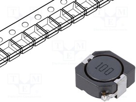 PSDB1005NT100, Дроссель: проволочный, SMD, 10мкГн, 3,45А, 26мОм, ±20%, -40-125°C