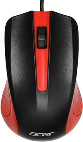 Фото 1/10 Мышь Acer OMW012 черный/красный оптическая (1200dpi) USB (3but)