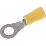 FV Insulated Ring Terminal, M6 (1/4) Stud Size, 2.6mm² to 6.6mm² Wire Size, Yellow