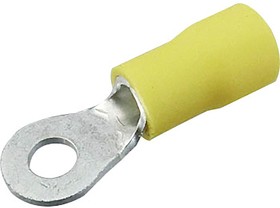 FVWS5.5-4(LF), FV Insulated Ring Terminal, M4 (#8) Stud Size, 2.6mm² to 6.6mm² Wire Size, Yellow
