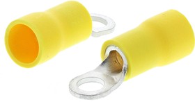 FVWS5.5-S4(LF), FV Insulated Ring Terminal, M4 (#8) Stud Size, 2.6mm² to 6.6mm² Wire Size, Yellow