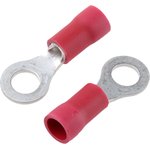 FV Insulated Ring Terminal, M4 (#8) Stud Size, 0.25mm² to 1.65mm² Wire Size, Red