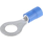 FVWS2-6, FV Insulated Ring Terminal, 6mm Stud Size, 1mm² to 2.6mm² Wire Size, Blue