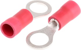 FVWS1.25-5(LF), FV Insulated Ring Terminal, M5 (#10) Stud Size, 0.25mm² to 1.65mm² Wire Size, Red
