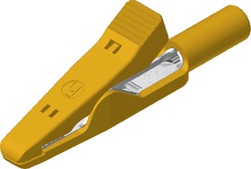 930319103, Alligator Clip 2 mm Connection, Stainless Steel Contact, 6A, Yellow