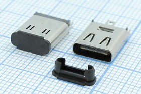 Фото 1/3 Разъем USB розетка, тип C 3.1, контакты на плату, h10.0, USB3.1TYPE-C6PF-028