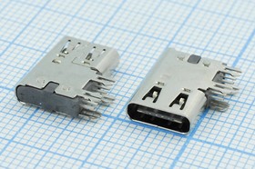 Фото 1/2 Разъем USB розетка, тип C 3.1, контакты на плату, угловой, USB3.1TYPE-C 24PF-039