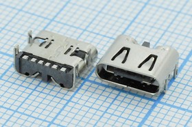 Фото 1/2 Разъем USB розетка, тип C 3.1, контакты на плату, угловой, USB3.1TYPE-C 6PF-027