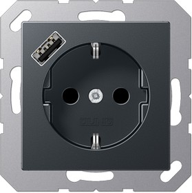 JUNG SCHUKO Матовый антрацит с USB-зарядным устройством, тип А; термопласт