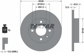 Фото 1/4 Диск тормозной передний с покрытием PRO DACIA/LADA/NISSAN/RENAULT TEXTAR 92036103