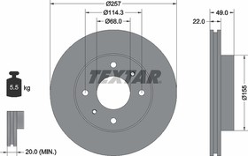 Фото 1/4 Диск тормозной передний стандартный INFINITI/NISSAN TEXTAR 92056300