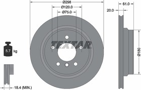 Диск тормозной задний с покрытием PRO ALPINA B10 96-04 / BMW 5-E39 95-04 TEXTAR 92075103