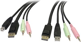 Фото 1/5 DP4N1USB6, Male 3.5mm Stereo Jack x 2; DisplayPort; USB A to Male 3.5mm Stereo Jack x 2; DisplayPort; USB B KVM Cable