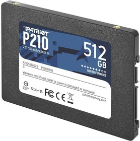 Фото 1/4 Накопитель SSD Patriot P210 512GB, SATA 2.5", P210S512G25, 520/430, RET