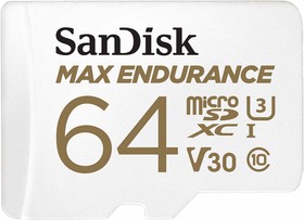 SDSQQVR-064G-GN6IA, Флеш карта microSD 64GB SanDisk microSDXC Class 10 UHS-I U3 V30 Max Endurance Video Monitoring (SD адаптер)