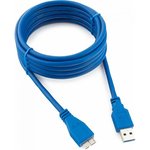 Кабель USB 3.0 Pro, AM/microBM 9P, 3м, синий, пакет CCP-mUSB3-AMBM-10