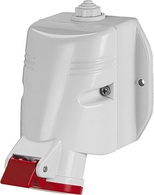 Фото 1/2 513.3256T, IP44 Red Wall Mount 3P + E Industrial Power Socket, Rated At 32A, 415 V