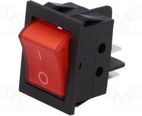 RSI2013C3RD, ROCKER; DPST; Pos: 2; ON-OFF; 15A/250VAC; red; neon lamp; 35m?; RSC09