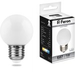 25115, Лампа светодиодная LED 1вт Е27 белый 6400К (шар)