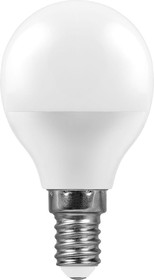 Фото 1/5 25802, Лампа светодиодная LED 9вт Е14 белый матовый шар