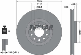 92106705, Диск тормозной AUDI A4 95-09, A6 97-05, ALLROAD 00-05, SEAT EXEO 08-, EXEO ST 09-,