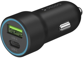 Фото 1/3 Автомобильное зарядное устройство Deppa 11298, USB + USB type-C, 3A, черный