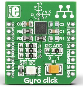 Фото 1/7 MIKROE-1379, GYRO Click Gyroscope Sensor mikroBus Click Board for L3GD20
