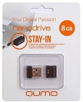 Фото 1/3 Флэш Диск USB 2.0 QUMO 8GB NANO QM8GUD-NANO-B Black