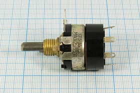 Фото 1/3 Резистор переменный, поворотный 10кОм, линейность А, ширина 25мм, вал и размеры ВС-3d6x22, СП3-30к