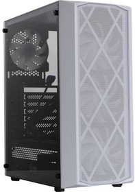 Фото 1/10 Powercase CMRMW-L4 Корпус Rhombus X4 White, Tempered Glass, Mesh, 4x 120mm 5-color LED fan, белый, ATX (CMRMW-L4)
