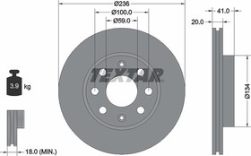 Диск тормозной передний с покрытием PRO CHEVROLET/CHEVROLET (SGM)/DAEWOO/HOLDEN TEXTAR 92133403