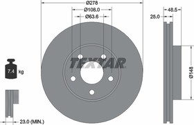 Тормозной диск передний TEXTAR 92141205