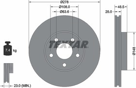 92141205, Диск торм.пер.FORD C-MAX, FOCUS II, FOCUS II Кабриолет 03-12 PRO+