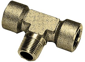 0158 10 10, Brass Pipe Fitting, Tee Threaded Branch Tee, Female BSPP 1/8in to Female BSPP 1/8in