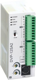 Фото 1/2 Промышленный контроллер PLC (ПЛК), 12 Point, 8DI, 4DO, 2 шины, 24 VDC, 16К шагов, DVP12SA211R
