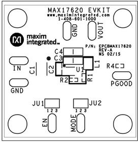 MAX17620EVKIT#, Оценочный комплект для миниатюрного ВЧ синхронного понижающего преобразователя 600мА