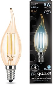 Фото 1/10 Лампа LED Filament Candle tailed E14 5W 4100K Golden SQ 104801805