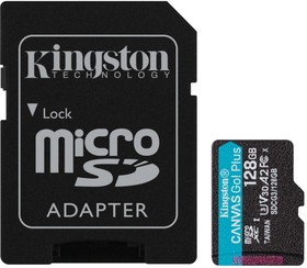 Фото 1/10 Карта памяти Kingston Canvas Go! Plus microSDXC UHS-I Cl10 +ад, SDCG3/128Gb