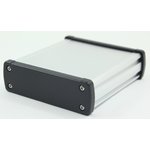 Silver Aluminium Enclosure, IP66, Black Lid, 113.7 x 35.2 x 119mm