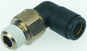 3189 12 13, LF3000 Series Elbow Threaded Adaptor, G 1/4 Male to Push In 12 mm, Threaded-to-Tube Connection Style