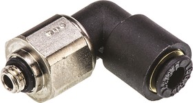 Фото 1/4 3189 04 19, LF3000 Series Elbow Threaded Adaptor, M5 Male to Push In 4 mm, Threaded-to-Tube Connection Style