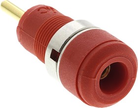 Фото 1/2 65.9194-22, Safety Socket, ø2mm, Red, 10A, 600V, Gold-Plated