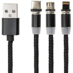 Кабель магнитный для зарядки 3 в 1 USB 2.0-Micro USB/Type-C/Ligtning, 1 м ...